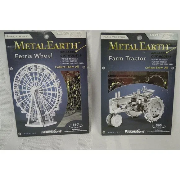4 Metal Earth Model Kits Tractor Ferris Wheel SR-71 Blackbird Apollo Lunar Modul - Picture 2 of 5
